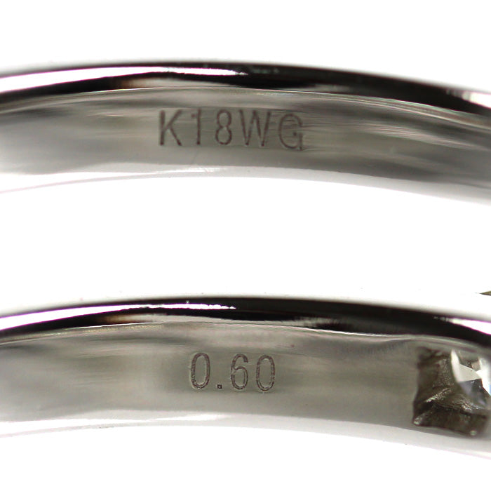 K18WG ホワイトゴールド ハーフエタニティ リング・指輪 ダイヤモンド0.60ct 11号 2.8g レディース【中古】【美品】