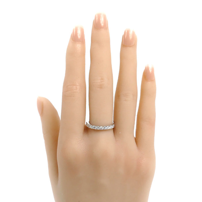 K18WG ホワイトゴールド ハーフエタニティ リング・指輪 ダイヤモンド0.60ct 11号 2.8g レディース【中古】【美品】