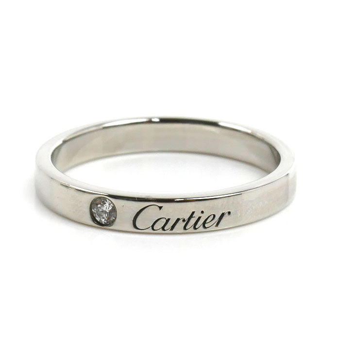 CARTIER カルティエ Pt950プラチナ C ドゥ カルティエ 1Pダイヤ リング・指輪 B4051357 ダイヤモンド 17号 57 5.3g メンズ【中古】【美品】