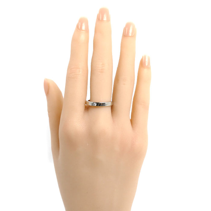 CARTIER カルティエ Pt950プラチナ C ドゥ カルティエ 1Pダイヤ リング・指輪 B4051357 ダイヤモンド 17号 57 5.3g メンズ【中古】【美品】