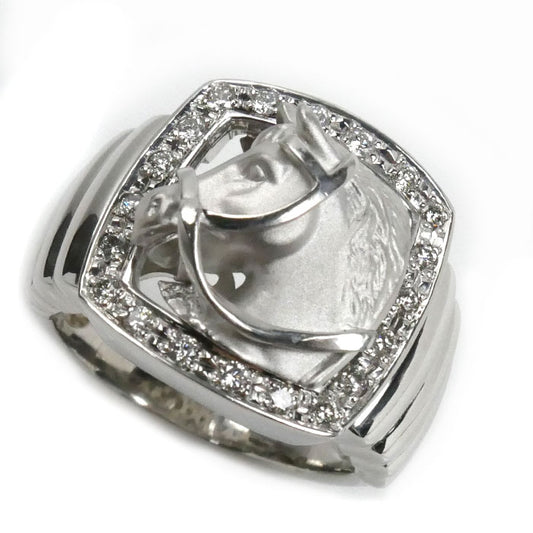 Pt900プラチナ ホースヘッド 馬 リング・指輪 ダイヤモンド0.37ct 20号 21.9g メンズ【中古】【美品】