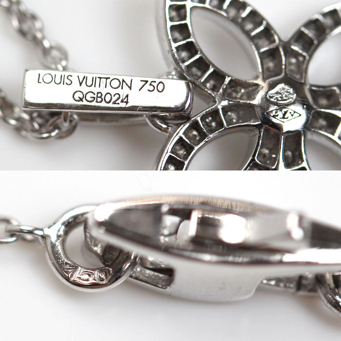 LOUIS VUITTON ルイ・ヴィトン K18WG ホワイトゴールド パンダンティフ クラッカント ネックレス Q93158 ダイヤモンド 4.9g 42cm レディース【中古】【美品】