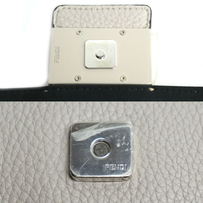 FENDI フェンディ バゲット メッセンジャー ミディアム ショルダーバッグ グレージュ 7VA537 AG0L F047P レディース【中古】【美品】