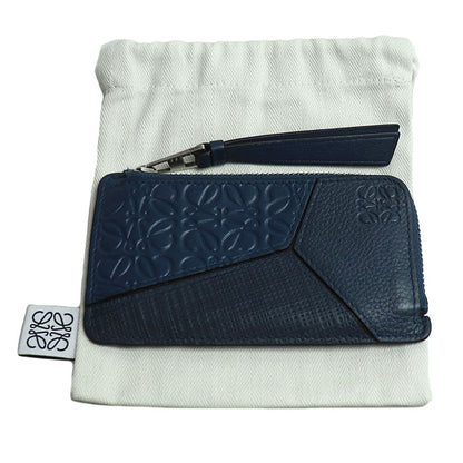 LOEWE ロエベ リピートアナグラム パズル フラグメントケース コインケース ブルー レディース【中古】