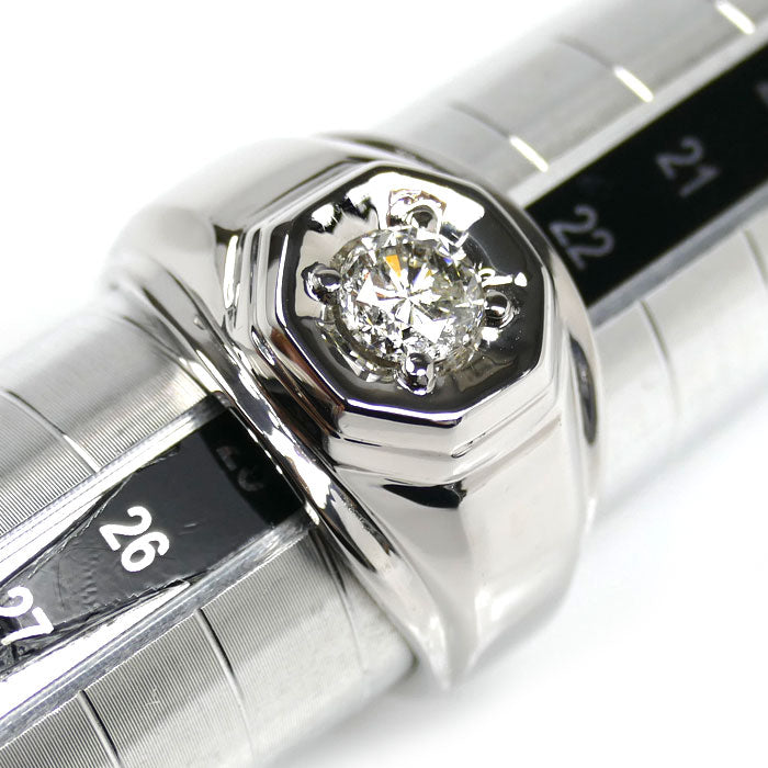 K18WG ホワイトゴールド リング・指輪 ダイヤモンド1.021ct 24号 16.9g メンズ【中古】【美品】