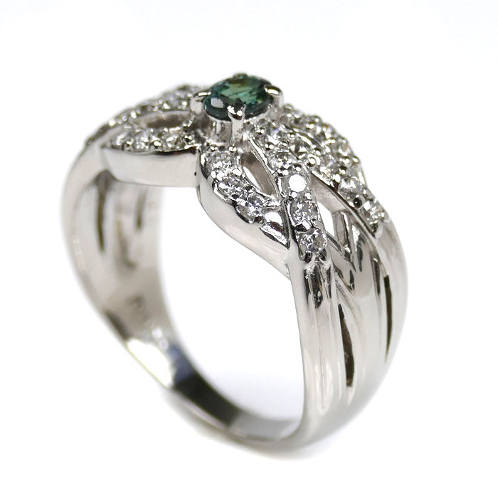 Pt900プラチナ リング・指輪 アレキサンドライト0.25ct ダイヤモンド0.50ct 12号 9.0g レディース【中古】