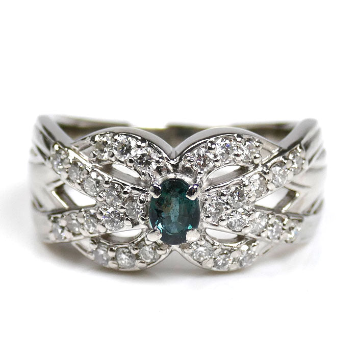 Pt900プラチナ リング・指輪 アレキサンドライト0.25ct ダイヤモンド0.50ct 12号 9.0g レディース【中古】