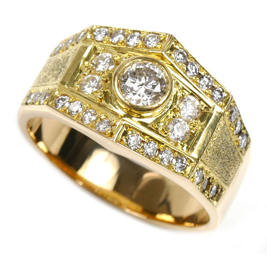K18YG イエローゴールド リング・指輪 ダイヤモンド0.305ct/0.45ct 17号 10.3g メンズ【中古】