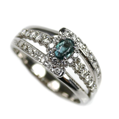 Pt900プラチナ リング・指輪 アレキサンドライト0.30ct ダイヤモンド0.36ct 13.5号 6.9g レディース【中古】【美品】
