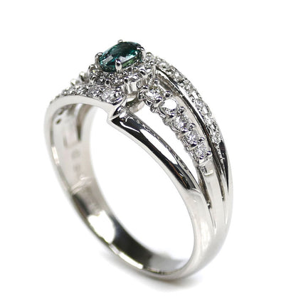 Pt900プラチナ リング・指輪 アレキサンドライト0.30ct ダイヤモンド0.36ct 13.5号 6.9g レディース【中古】【美品】
