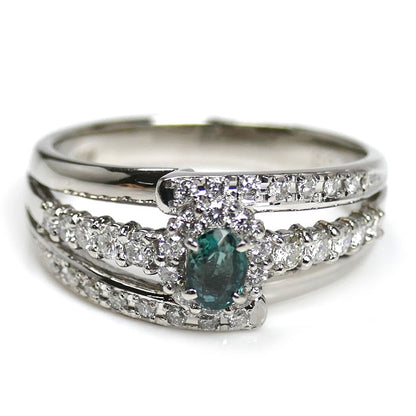 Pt900プラチナ リング・指輪 アレキサンドライト0.30ct ダイヤモンド0.36ct 13.5号 6.9g レディース【中古】【美品】