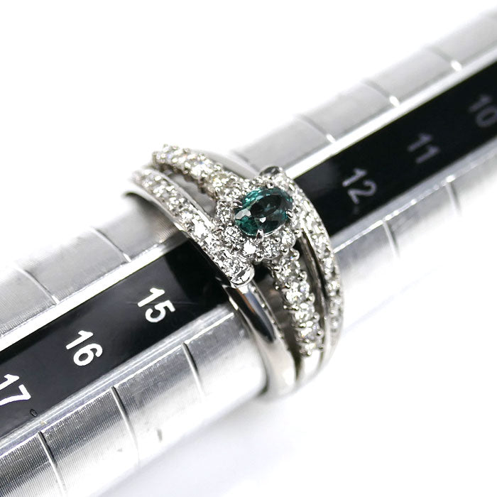 Pt900プラチナ リング・指輪 アレキサンドライト0.30ct ダイヤモンド0.36ct 13.5号 6.9g レディース【中古】【美品】