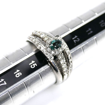 Pt900プラチナ リング・指輪 アレキサンドライト0.30ct ダイヤモンド0.36ct 13.5号 6.9g レディース【中古】【美品】