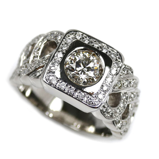 Pt900プラチナ リング・指輪 ダイヤモンド1.024ct/0.74ct 24号 37.6g メンズ【中古】【美品】