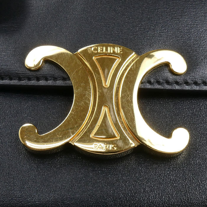 CELINE セリーヌ トリオンフ ミニ クロード ショルダーバッグ ブラック 10I513DPV.38NO レディース【中古】【美品】