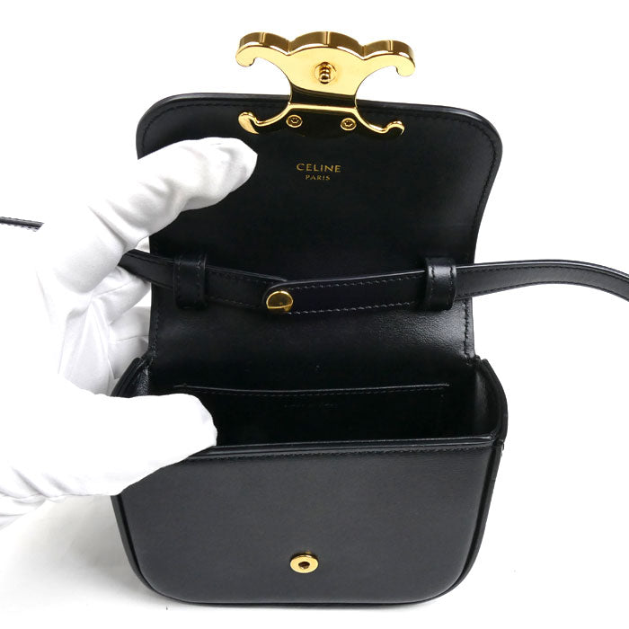 CELINE セリーヌ トリオンフ ミニ クロード ショルダーバッグ ブラック 10I513DPV.38NO レディース【中古】【美品】