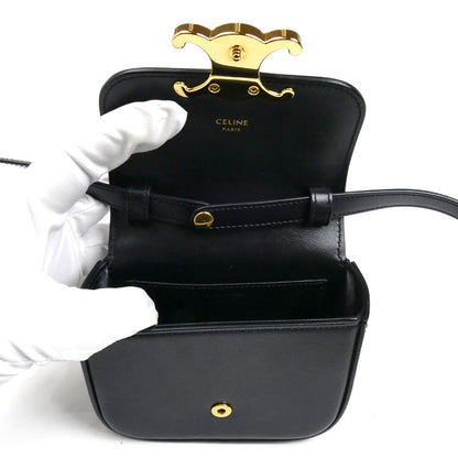 CELINE セリーヌ トリオンフ ミニ クロード ショルダーバッグ ブラック 10I513DPV.38NO レディース【中古】【美品】