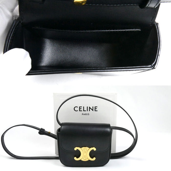 CELINE セリーヌ トリオンフ ミニ クロード ショルダーバッグ ブラック 10I513DPV.38NO レディース【中古】【美品】