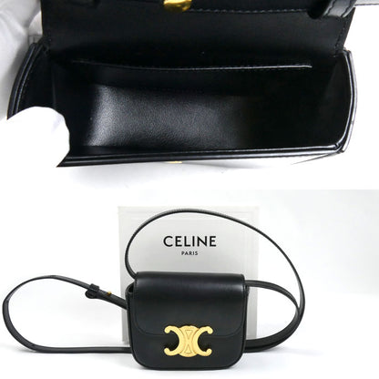 CELINE セリーヌ トリオンフ ミニ クロード ショルダーバッグ ブラック 10I513DPV.38NO レディース【中古】【美品】