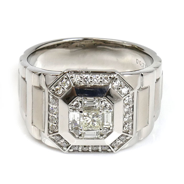 Pt950プラチナ リング・指輪 ダイヤモンド0.71ct 22号 16.7g メンズ【中古】