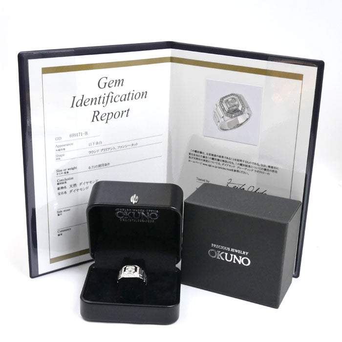 Pt950プラチナ リング・指輪 ダイヤモンド0.71ct 22号 16.7g メンズ【中古】