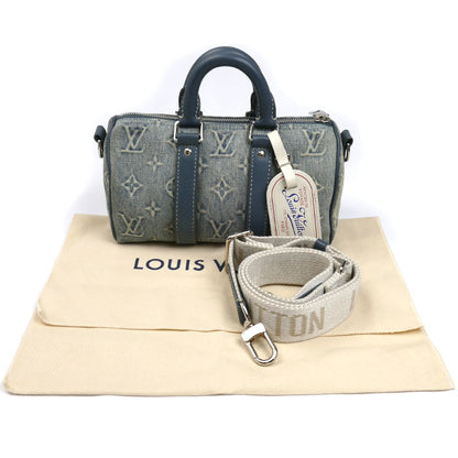 LOUIS VUITTON ルイ・ヴィトン キーポル バンドリエール25 2Way ハンドバッグ モノグラムデニム ブルー M22762 ICチップ レディース【中古】