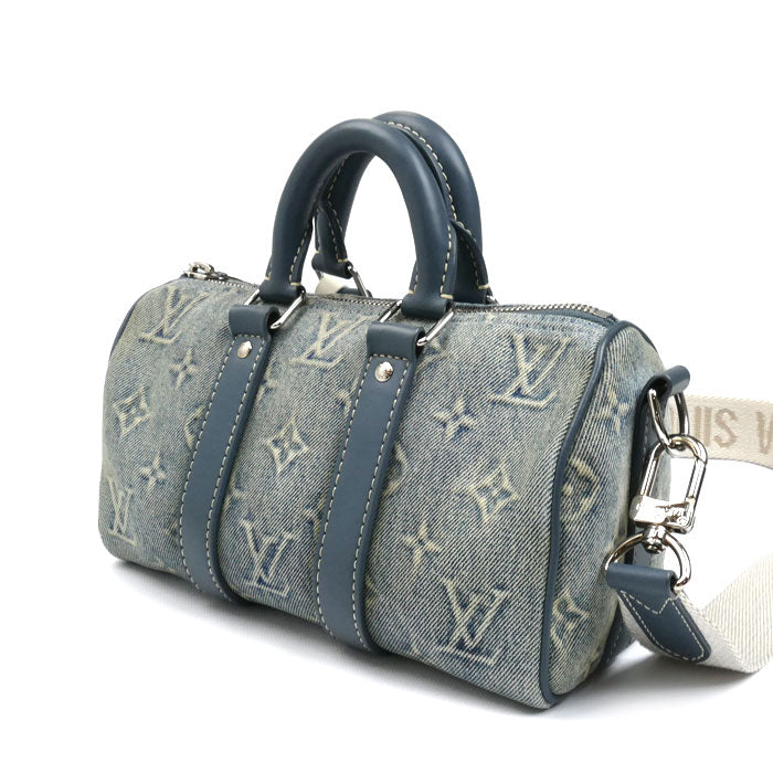 LOUIS VUITTON ルイ・ヴィトン キーポル バンドリエール25 2Way ハンドバッグ モノグラムデニム ブルー M22762 ICチップ レディース【中古】