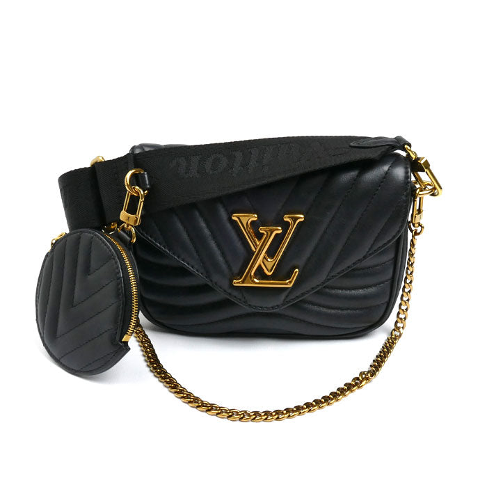 LOUIS VUITTON ルイ・ヴィトン LVロゴ ミュルティ・ポシェット ニューウェーブ チェーン 2Wayショルダーバッグ ブラック M56461 ICチップ レディース【中古】