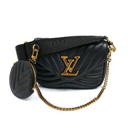 LOUIS VUITTON ルイ・ヴィトン LVロゴ ミュルティ・ポシェット ニューウェーブ チェーン 2Wayショルダーバッグ ブラック M56461 ICチップ レディース【中古】