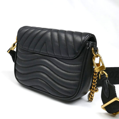 LOUIS VUITTON ルイ・ヴィトン LVロゴ ミュルティ・ポシェット ニューウェーブ チェーン 2Wayショルダーバッグ ブラック M56461 ICチップ レディース【中古】