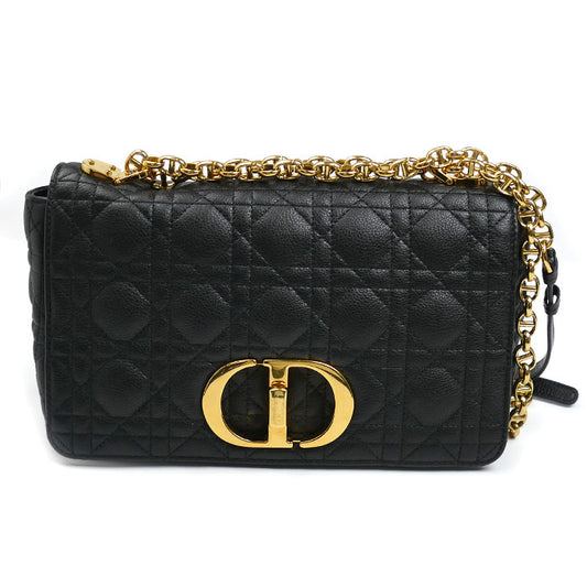 Dior ディオール カロ ミディアム カナージュ チェーン ショルダーバッグ ブラック M9242UWHC_M900 レディース【中古】