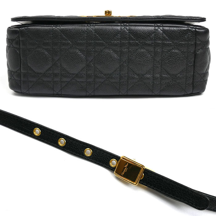 Christian Dior クリスチャンディオール カロ ミディアム カナージュ チェーン ショルダーバッグ ブラック M9242UWHC_M900 レディース【中古】