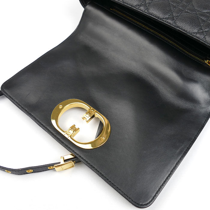 Dior ディオール カロ ミディアム カナージュ チェーン ショルダーバッグ ブラック M9242UWHC_M900 レディース【中古】