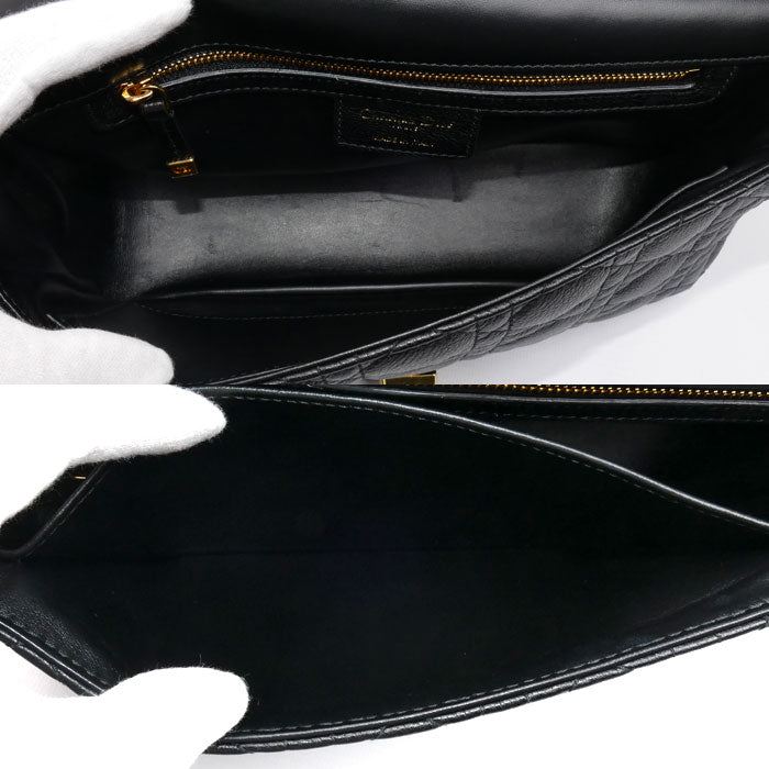 Christian Dior クリスチャンディオール カロ ミディアム カナージュ チェーン ショルダーバッグ ブラック M9242UWHC_M900 レディース【中古】