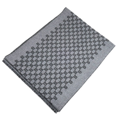 GUCCI グッチ GGパターン マフラー ブラック グレー 391246 4G200 1160 ユニセックス【中古】【美品】