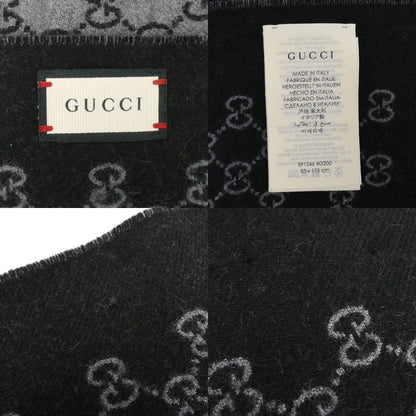 GUCCI グッチ GGパターン マフラー ブラック グレー 391246 4G200 1160 ユニセックス【中古】【美品】