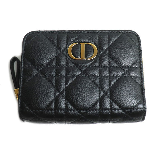 Dior ディオール カナージュ カロ スカーレット ウォレット 二つ折り財布 ブラック S5032UWHC M900 レディース【中古】【美品】
