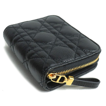 Dior ディオール カナージュ カロ スカーレット ウォレット 二つ折り財布 ブラック S5032UWHC M900 レディース【中古】【美品】