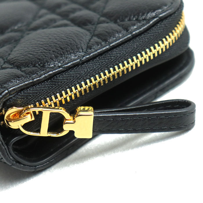 Dior ディオール カナージュ カロ スカーレット ウォレット 二つ折り財布 ブラック S5032UWHC M900 レディース【中古】【美品】