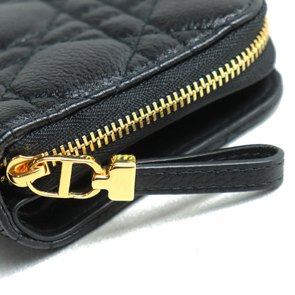 Dior ディオール カナージュ カロ スカーレット ウォレット 二つ折り財布 ブラック S5032UWHC M900 レディース【中古】【美品】