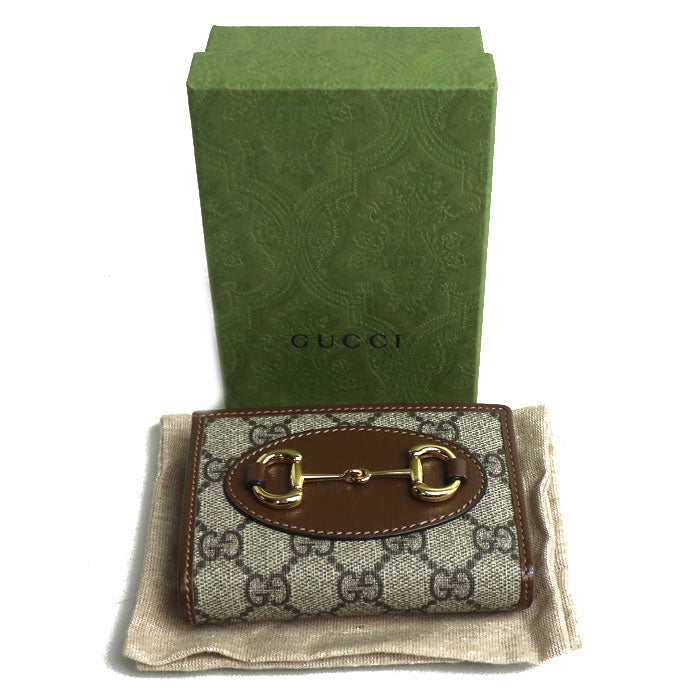 GUCCI グッチ ホースビット 1955 コンパクトウォレット 二つ折り財布 ブラウン 726846 92TCG 8563 レディース【中古】【美品】