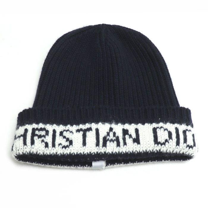 Dior ディオール ロゴ ニット帽 ニットキャップ ネイビー 31NOE714IXGH ユニセックス【中古】【美品】
