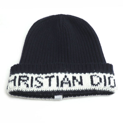 Dior ディオール ロゴ ニット帽 ニットキャップ ネイビー 31NOE714IXGH ユニセックス【中古】【美品】