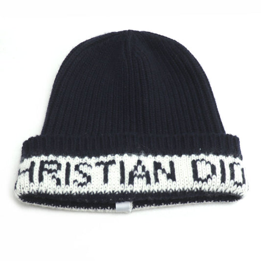 Dior ディオール ロゴ ニット帽 ニットキャップ ネイビー 31NOE714IXGH ユニセックス【中古】【美品】