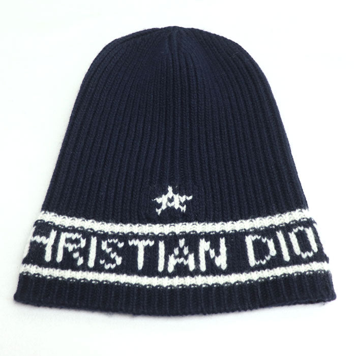 Dior ディオール ロゴ ニット帽 ニットキャップ ネイビー 31NOE714IXGH ユニセックス【中古】【美品】