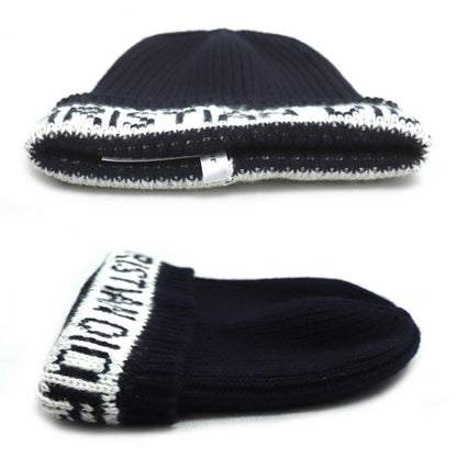 Dior ディオール ロゴ ニット帽 ニットキャップ ネイビー 31NOE714IXGH ユニセックス【中古】【美品】