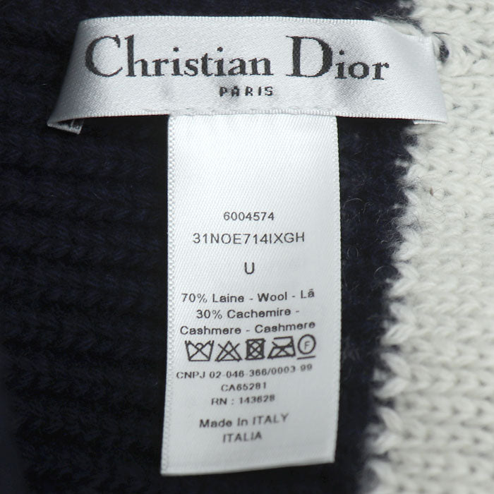 Dior ディオール ロゴ ニット帽 ニットキャップ ネイビー 31NOE714IXGH ユニセックス【中古】【美品】