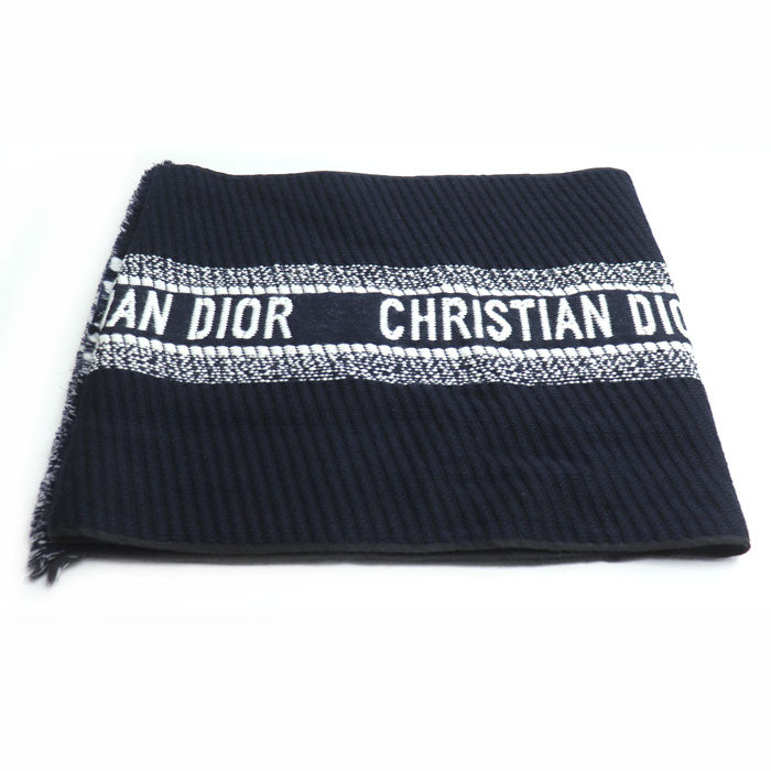 Dior ディオール ロゴ オブリーク ビッグ マフラー マフラー ネイビー 31CDO301IXGS レディース【中古】
