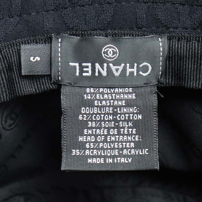 CHANEL シャネル ココマーク柄 バケットハット ハット ブラック AAA955 S ミックスファイバー レディース【中古】【美品】