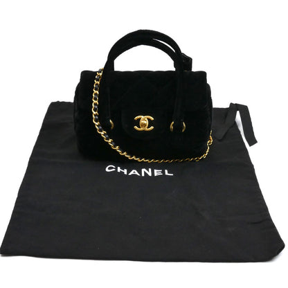 CHANEL シャネル ベルベット ミニ ボーリング 2024 VIP クリスマスギフト 2Wayショルダーバッグ ブラック レディース【中古】【美品】